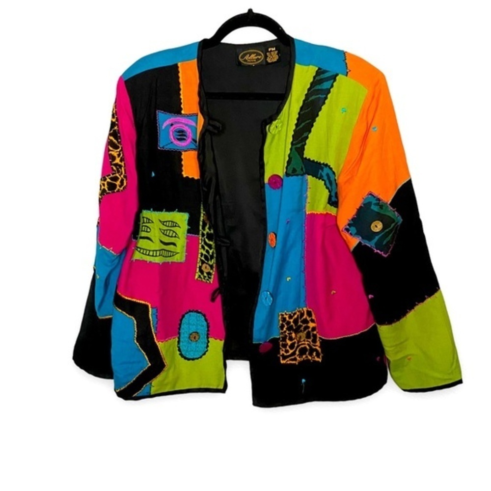 Vintage Patchwork Jacket Petite Medium Colorful B… - image 4